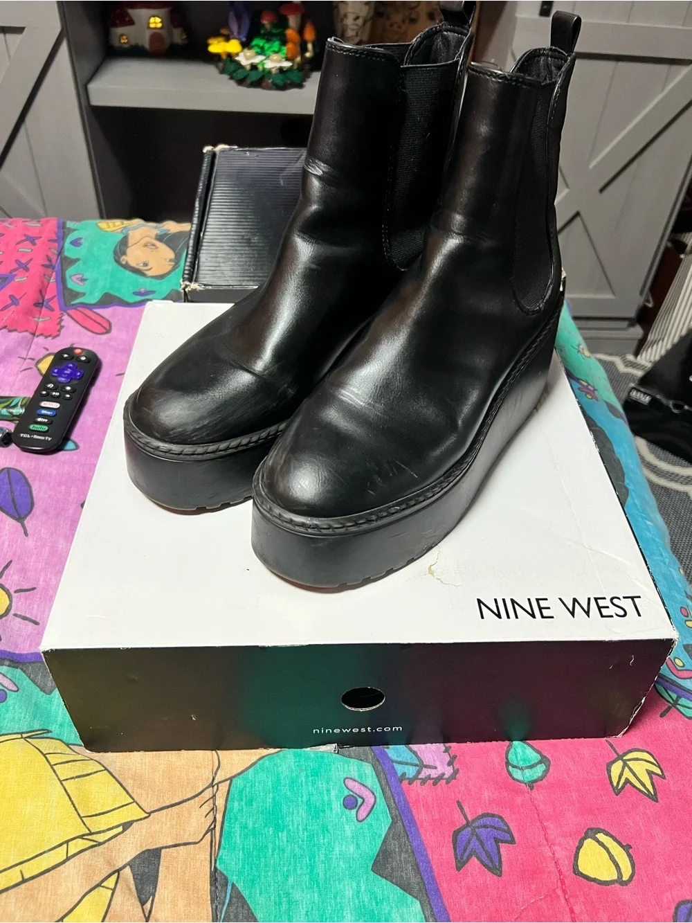 Nine West Black Platform Chelsea Boots